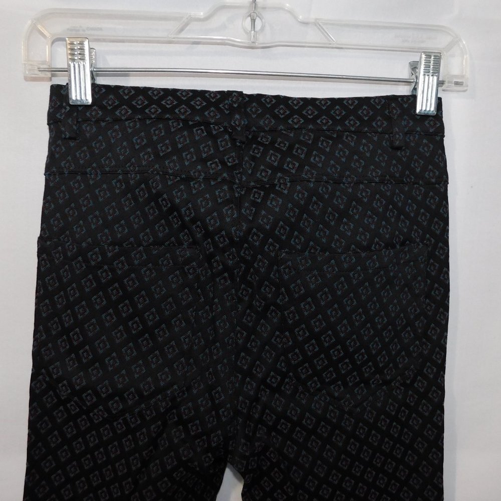 Zara Women's XS Black Blue Red Diamond Pattern Pant - New w Tag - Picture 11 of 12